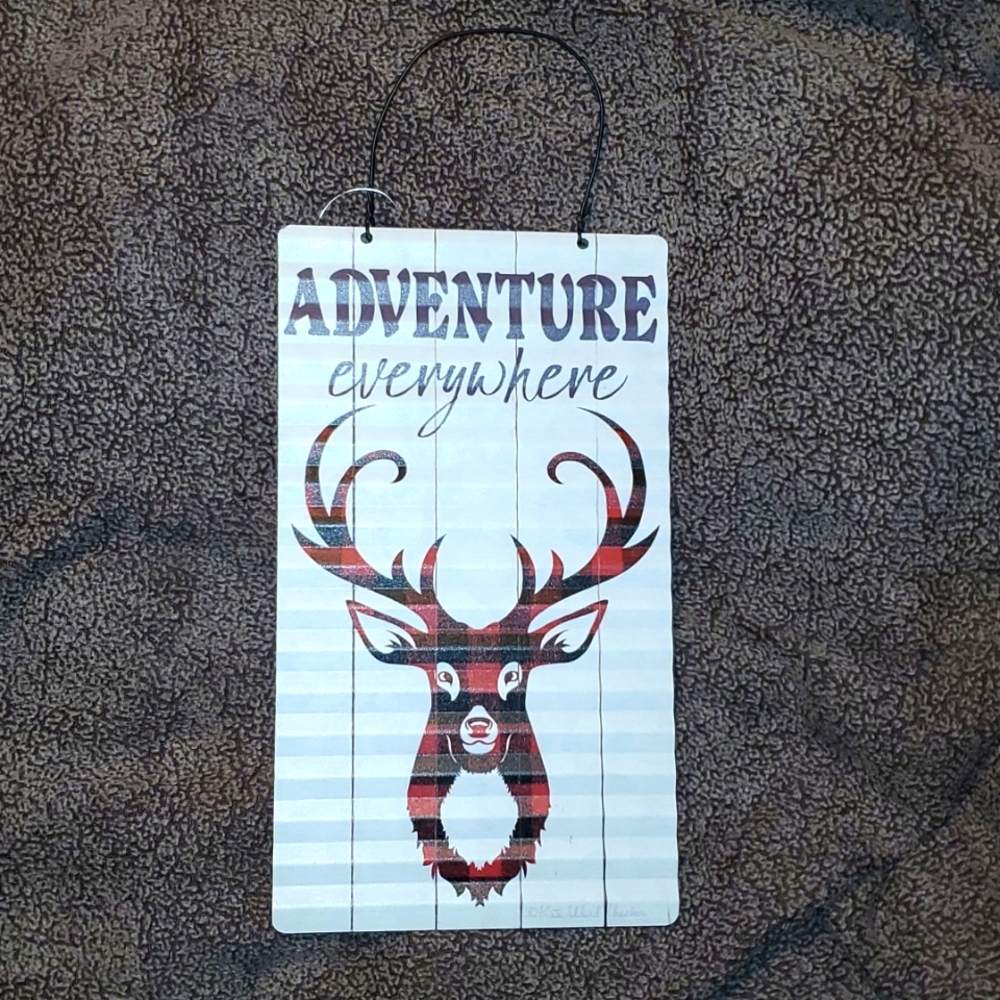Deer Galvanized Hanging Sign 9" x 5"